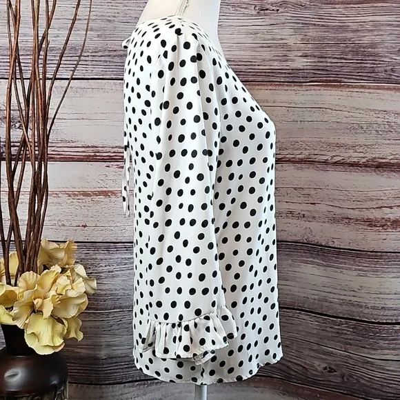 C Black and White Polka Dot Blouse - Picture 8 of 13